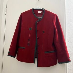 Vintage Red with Green Trim Christmas jacket